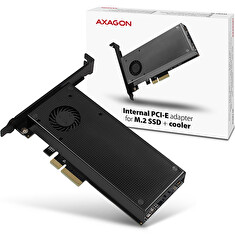 AXAGON PCEM2-DC, PCIe x4 - M.2 NVMe M-key + SATA B-key slot adaptér, chladič, vč. LP