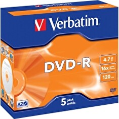 Verbatim DVD-R [ jewel case 5 | 4.7GB | 16x | matte silver ]