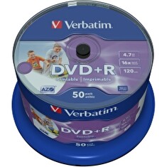 Verbatim DVD+R [ cakebox 50 | 4.7GB | 16x | Wide Photo printable ]