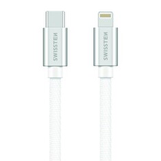 Swissten Datový Kabel Textile USB-C / Lightning 1,2 M Stříbrný