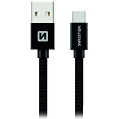 Swissten Datový Kabel Textile Usb / Usb-C 1,2 M Černý