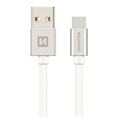 Swissten Datový Kabel Textile Usb / Usb-C 1,2 M Stříbrný