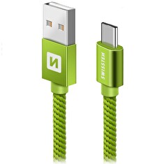 Swissten Datový Kabel Textile Usb / Usb-C 1,2 M Zelený