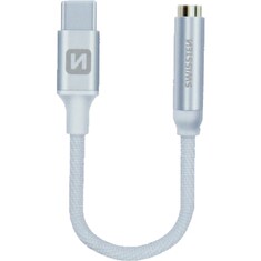 Swissten Audio Adaptér Textile Usb-C/Jack (Samice) 0,15 M Stříbrný