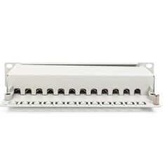 DIGITUS CAT 6A Patch Panel, stíněný, 12-portové pole se štítkem, 1U, 10 "montáž do stojanu, šedá RAL 7035