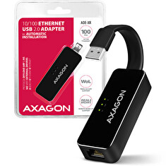 AXAGON ADE-XR, USB 2.0 - Fast Ethernet síťová karta, auto instal, černá