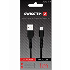 DATOVÝ KABEL SWISSTEN USB / MICRO USB 1,0 M ČERNÝ