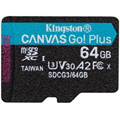 KINGSTON 64GB microSDHC Canvas Go! PLus 170R/100W U3 UHS-I V30 Card bez adapteru