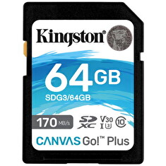 KINGSTON 64GB SDXC Canvas Go! Plus 170R/90W CL10 U3 V30