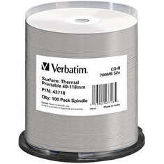 VERBATIM CD-R DataLifePlus 700MB, 52x, thermal printable, spindle 100 ks