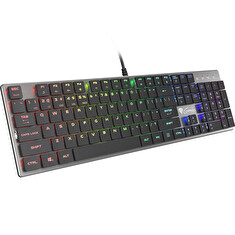 Genesis herní mechanická klávesnice THOR 420/RGB/Content Slim Blue/Drátová USB/US layout/Šedá