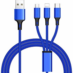 PremiumCord 3 in 1 USB kabel, 3 konektory USB typ C + micro USB + Lightning pro Apple, 1.2m