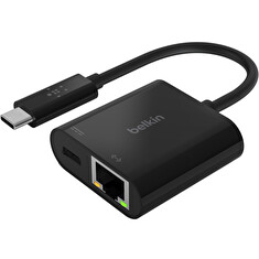 Belkin USB-C adaptér s Gigabit Ethernetem RJ45 + 60W napájení, černá