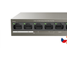 Tenda TEF1106P-4-63W - PoE AT Switch 63Watt, 6xRJ45 Switch s 4xPoE 802.3at, 10/100Mbps,Kov