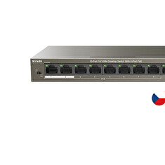 Tenda TEF1110P-8-63W - PoE AT Switch 63Watt, 10xRJ45 Switch s 8x 10/100 Mbps PoE, 2x Uplink, Fanless, Kov