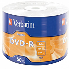 VERBATIM DVD-R DataLife 4,7GB, 16x, wrap 50 ks