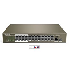 Tenda TEF1126P-24-250W PoE AF / AT switch - 24x PoE 100 Mb/s + 2x Uplink 1Gb/s RJ45/SFP, PoE+ 225W