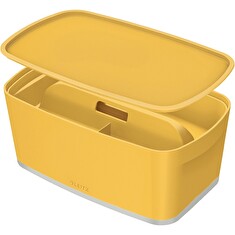 LEITZ Úložný box s víkem MyBox Cosy + Organizér s držadlem, velikost S, teplá žlutá