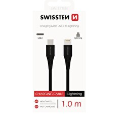 DATOVÝ KABEL SWISSTEN USB-C / LIGHTNING 1,0 M ČERNÝ