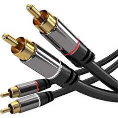 PremiumCord HQ stínený kabel 2x CINCH-2x CINCH M/M 1,5m