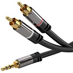 PremiumCord HQ stínený kabel stereo Jack 3.5mm-2xCINCH M/M 3m