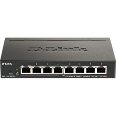 D-Link DGS-1100-08PV2 Smart Switch, 8x 1000Base-T 802.3at PoE, 64W PoE budget, Fanless