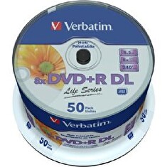 VERBATIM DVD+R DL AZO 8,5GB, 8x, printable, inverse stack, spindle 50 ks