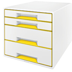 LEITZ Zásuvkový box WOW CUBE, 4 zásuvky, bílá/žlutá
