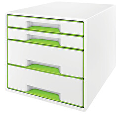 LEITZ Zásuvkový box WOW CUBE, 4 zásuvky, bílá/zelená