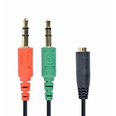 GEMBIRD CABLEXPERT Sluchátkový adaptér 3,5 mm 4-pin na 2 x 3,5 mm 3-pin jack, černý^ˇ