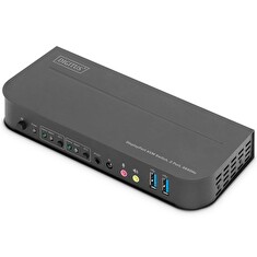 DIGITUS KVM přepínač, 2 porty, 4K60Hz, 2 x DP in, 1 x DP/HDMI out