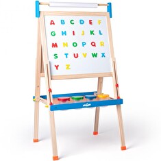 Tabule Woody "ABC" s písmeny, s rolí papíru a kelímky