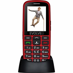 EVOLVEO EasyPhone EG, mobilní telefon pro seniory s nabíjecím stojánkem (červená barva)