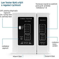 W-Star Tester kabelů UTP WS468WH RJ45 RJ11 STP Cat5e Cat7 bílá