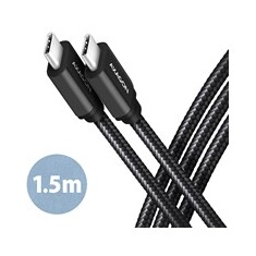 AXAGON BUCM3-CM15AB, SPEED kabel USB-C <-> USB-C, 1.5m, USB 3.2 Gen 1, PD 60W 3A, ALU, oplet, černý