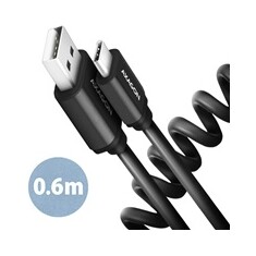 AXAGON BUCM-AM10TB, TWISTER kabel USB-C <-> USB-A, 0.6m, USB 2.0, 3A, ALU, tpe, černý