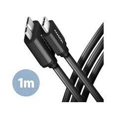 AXAGON BUMM3-CM10AB, SPEED kabel Micro-B USB <-> USB-C, 1m, USB 3.2 Gen 1, 3A, ALU, tpe, černý