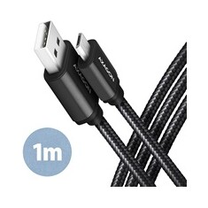 AXAGON BUMM-AM10AB, HQ kabel Micro USB <-> USB-A, 1m, USB 2.0, 2.4A, ALU, oplet, černý