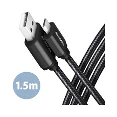 AXAGON BUMM-AM15AB, HQ kabel Micro USB <-> USB-A, 1.5m, USB 2.0, 2.4A, ALU, oplet, černý