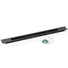 19" 1U průchozí panel s kartáčem černý