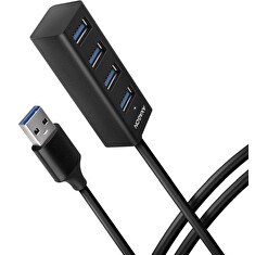 AXAGON HUE-M1AL, 4x USB 3.2 Gen 1 MINI hub, kovový, kabel USB-A 1.2m