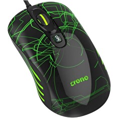 Crono CM636G/Herní/Laserová/3 200 DPI/Drátová USB/Černá-zelená
