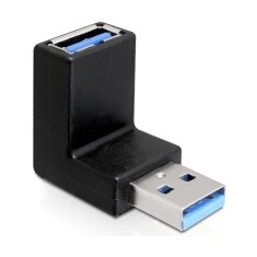 DeLock adaptér USB 3.0 samec - USB 3.0 samice pod úhelem 90° vertikálně