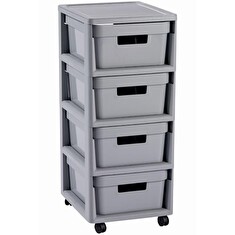 Regál Curver Infinity 4x11L se zásuvkami světle šedý