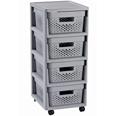 Regál Curver Infinity Dots 4x11L se zásuvkami světle šedý