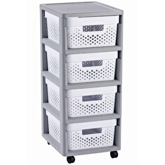Regál Curver Infinity Dots 4x11L se zásuvkami bílošedý