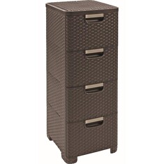 Regál Curver Style 4x14L se zásuvkami tmavě hnědý
