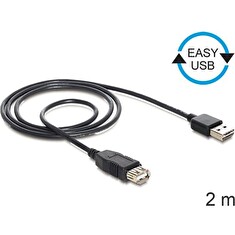 Delock kabel EASY-USB 2.0-A samec > USB 2.0-A samice,prodlužující 2 m