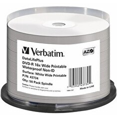 VERBATIM DVD-R DataLifePlus 4.7GB, 16x, printable, waterproof, spindle 50 ks