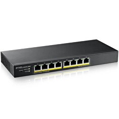 Zyxel GS1915-8EP, 8-port GbE PoE Smart hybrid mode Switch, standalone or NebulaFlex Cloud, 60 Watt 802.3at, desktop, fanless